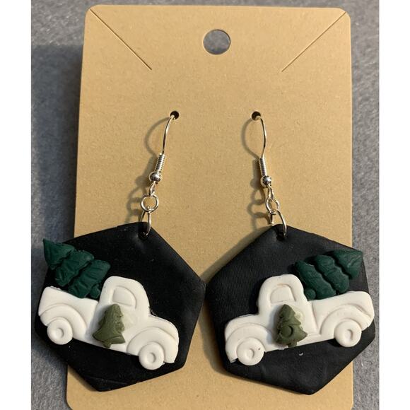 Handmade Christmas Tree Farm Pick-up Earrings - Polymer Clay - Picture 3 of 5